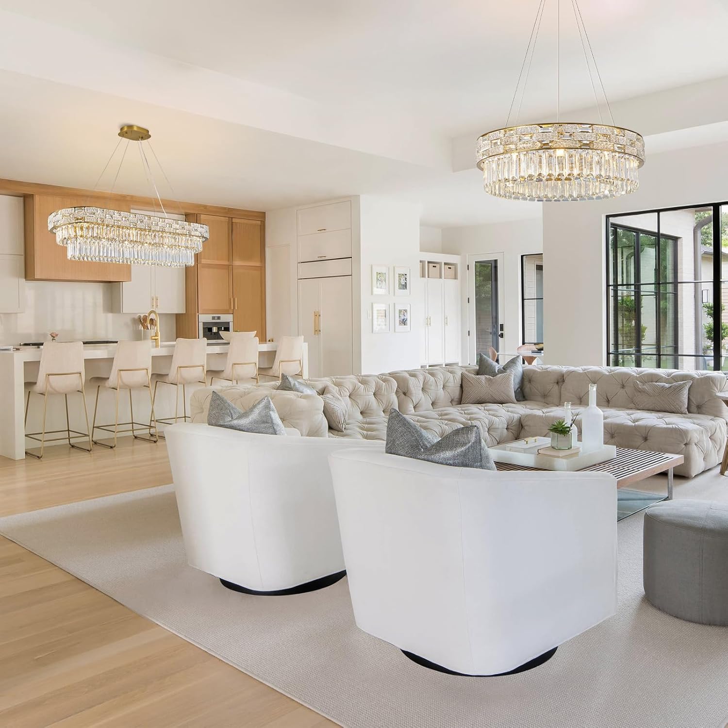 23" Gold Crystal 8 - Light Round Chandelier for Elegant Interiors - Camilalamps - CA-B0FH6GG2V1