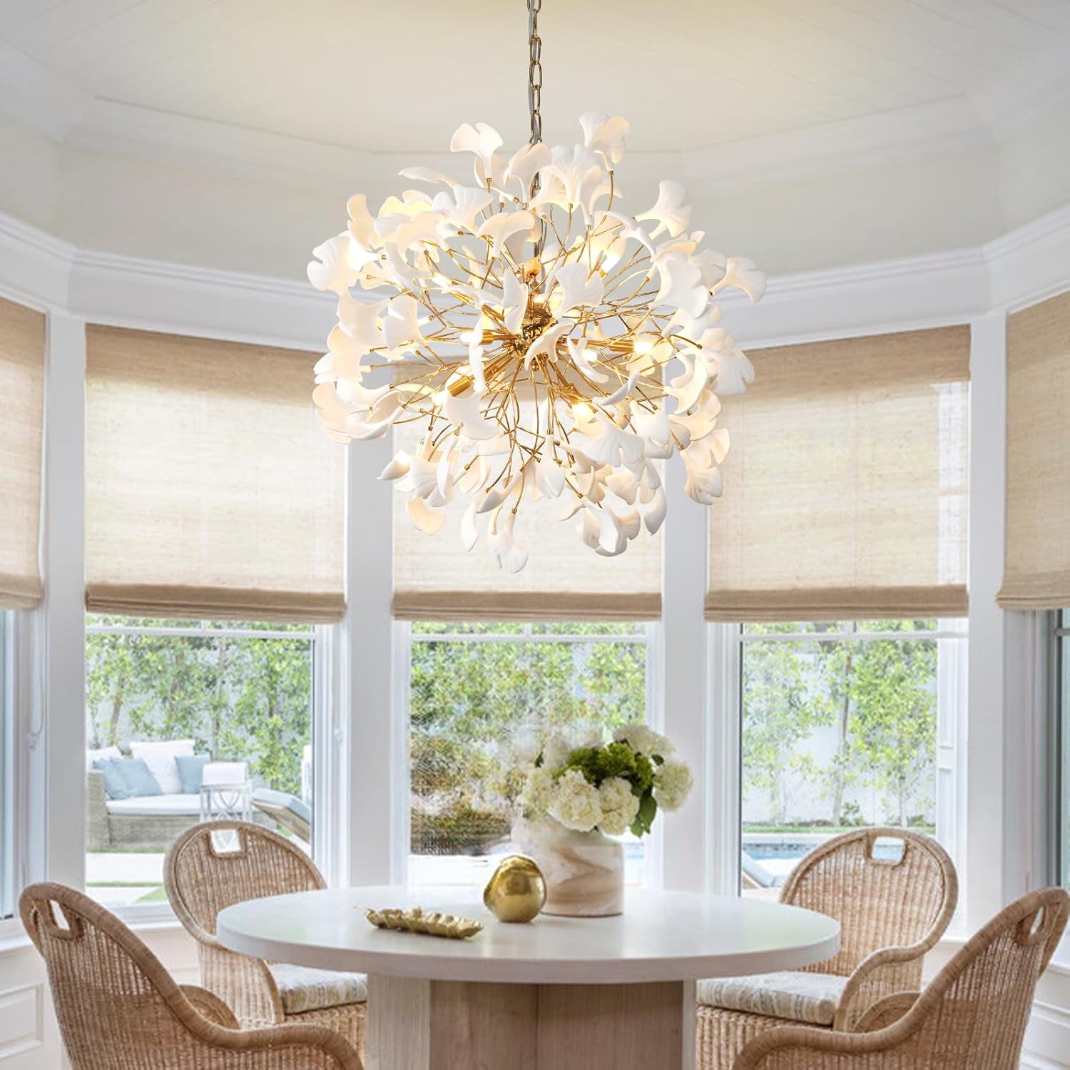 Gold Tree Branches 31" Sputnik Ginkgo Leaf Ceiling Chandelier - Camilalamps - CA-B0FKBK4S2B