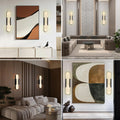 19.7'' Wall Sconces Set of 2, Natural Alabaster Wall Light, Indoor Vanity Light Fixtures for Bathroom,Black Bedside Wall Lamp Perfect for Hallway, Living Room,Bedroom,Stairs(Gift Bulb) - Camilalamps - B0CHYF9LZM