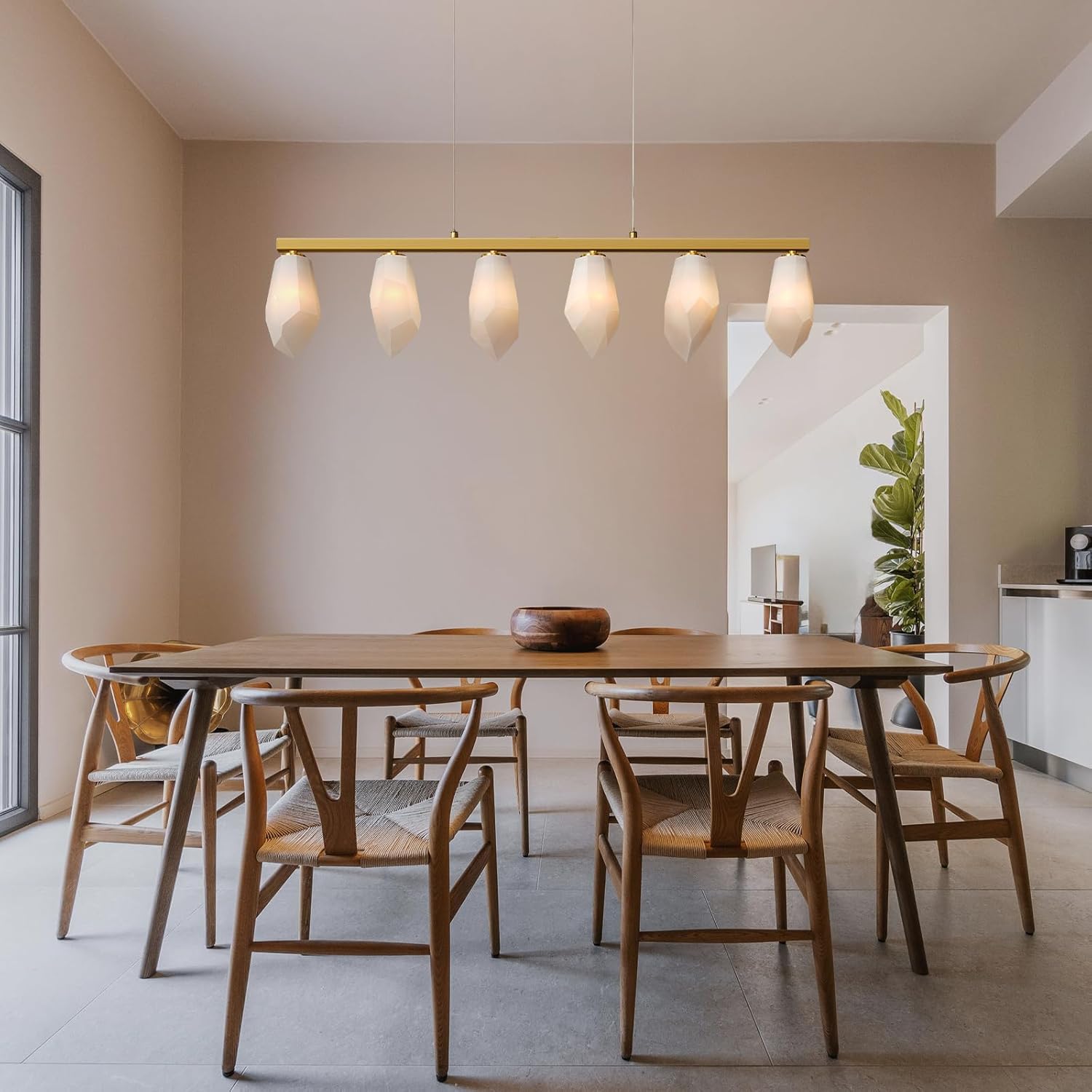 Elegant Gold Alabaster 6 - Light Linear Chandelier for Dining - Camilalamps - CA-B0FPM23N4B