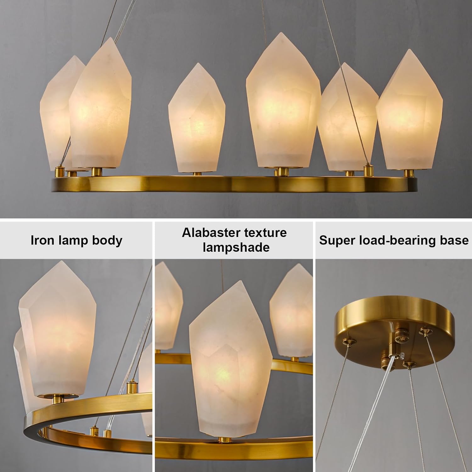 Alabaster 23" 6 - Light Modern Gold Chandelier with Adjustable Height - Camilalamps - CA-B0FPM4L65N