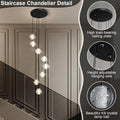 Black Crystal Staircase Chandelier with Adjustable Height and 8 Lights - Camilalamps - CA-B0FVLLNGCP