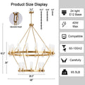 60 Inch Gold Chandelier, Wagon Wheel Chandelier with Glass Shade, 20 - Lights Large Round Modern Farmhouse High Ceiling Pendant Lighting Fixture for Dining Room, Living Room, Kitchen, Foyer - Camilalamps - B0CNRHR35D