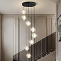 Black Crystal Staircase Chandelier with Adjustable Height and 8 Lights - Camilalamps - CA-B0FVLLNGCP