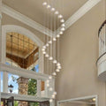 30 - Light Gold Crystal Staircase Chandelier with Adjustable Bubble Shades - Camilalamps - CA-B0FMNYC1ZL
