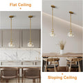 7 - inch Glass Brass Pendant Light with Adjustable Height – 2 Pack - Camilalamps - CA-B0FHV9CDJX