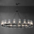 60 Inch Gold Chandelier, Wagon Wheel Chandelier with Glass Shade, 20 - Lights Large Round Modern Farmhouse High Ceiling Pendant Lighting Fixture for Dining Room, Living Room, Kitchen, Foyer - Camilalamps - B0CHYDCZ6L