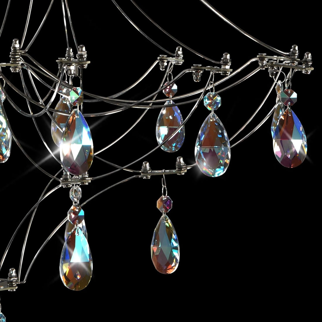 Silver Crystal Round Chandelier 23.6" Modern Luxury Raindrop Light - Camilalamps - CA-B0FPM692SF