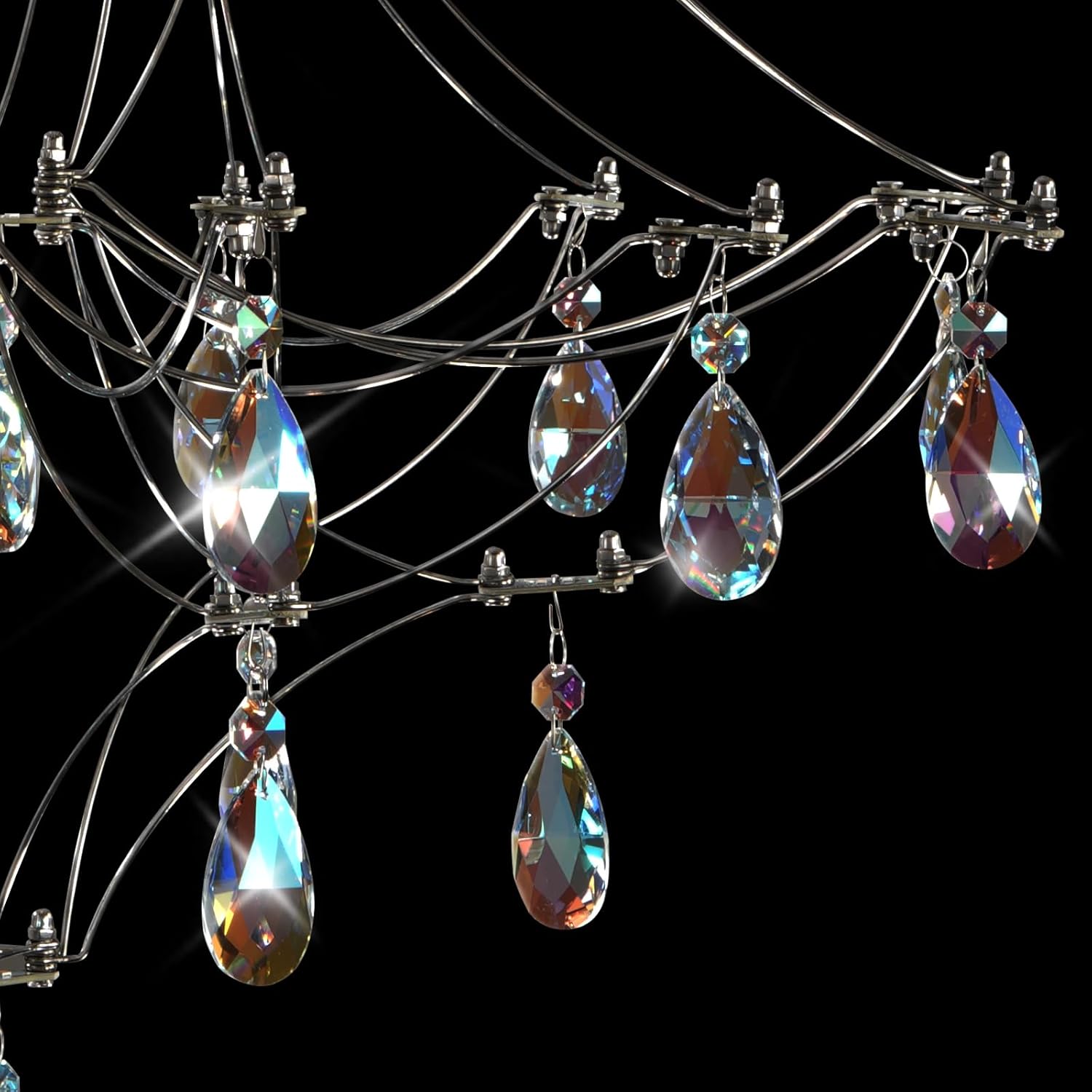 Silver Crystal Round Chandelier 23.6" Modern Luxury Raindrop Light - Camilalamps - CA-B0FPM692SF