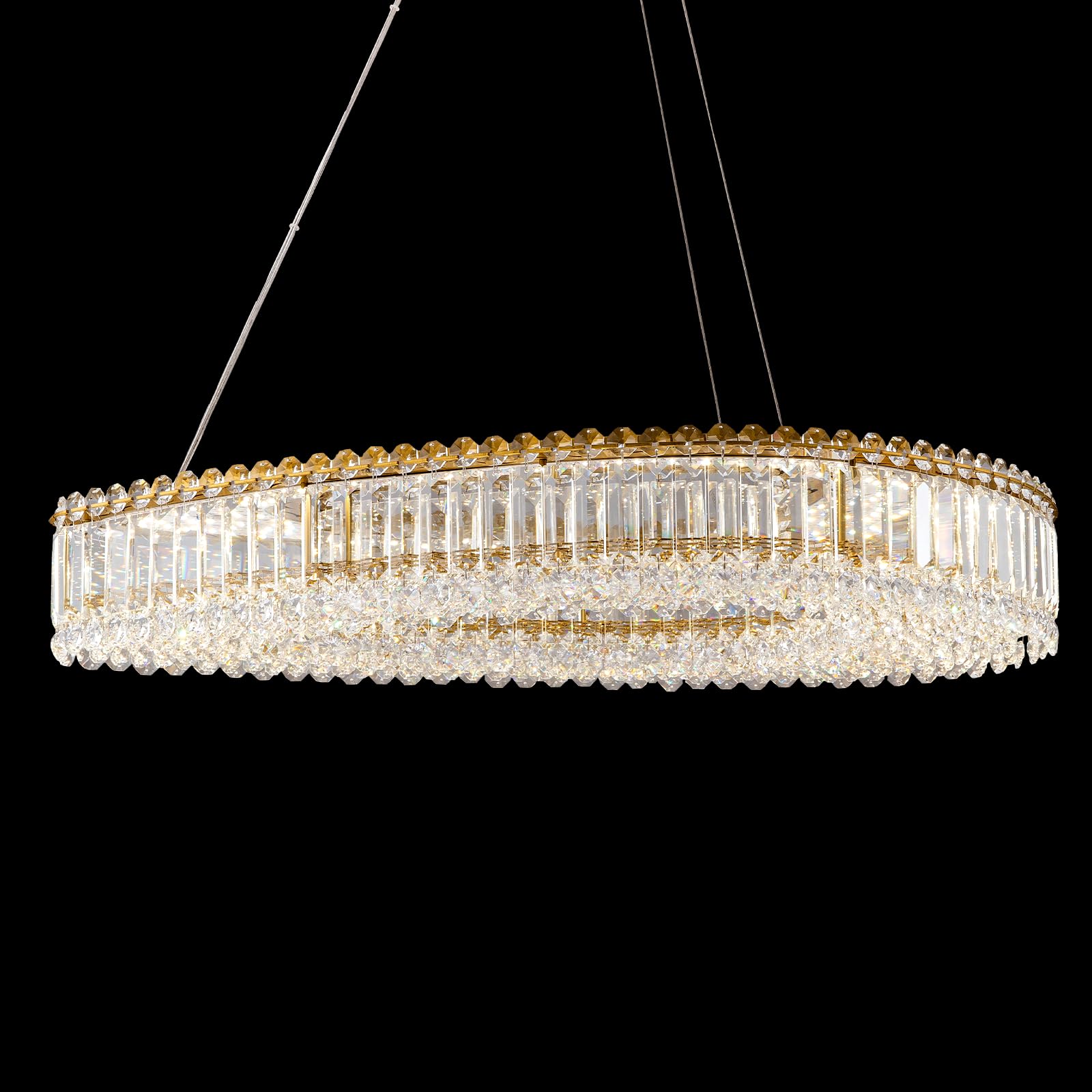 Modern Crystal Chandelier, Gold Rectangle Chandeliers for Dining Room, Large Luxury Chandelier 47.25", K9 Crystal Chandeliers Over Table for Living Room, Hallways, Bedroom
