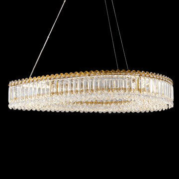 Modern Crystal Chandelier, Gold Rectangle Chandeliers for Dining Room, Large Luxury Chandelier 47.25", K9 Crystal Chandeliers Over Table for Living Room, Hallways, Bedroom