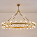 48 Inch Black Wagon Wheel Chandelier with Crystal Shade, 48 Lights, Modern Farmhouse Style, Ideal for Dining Room, Kitchen, Entryways - Camilalamps - B0DPJXC6WT