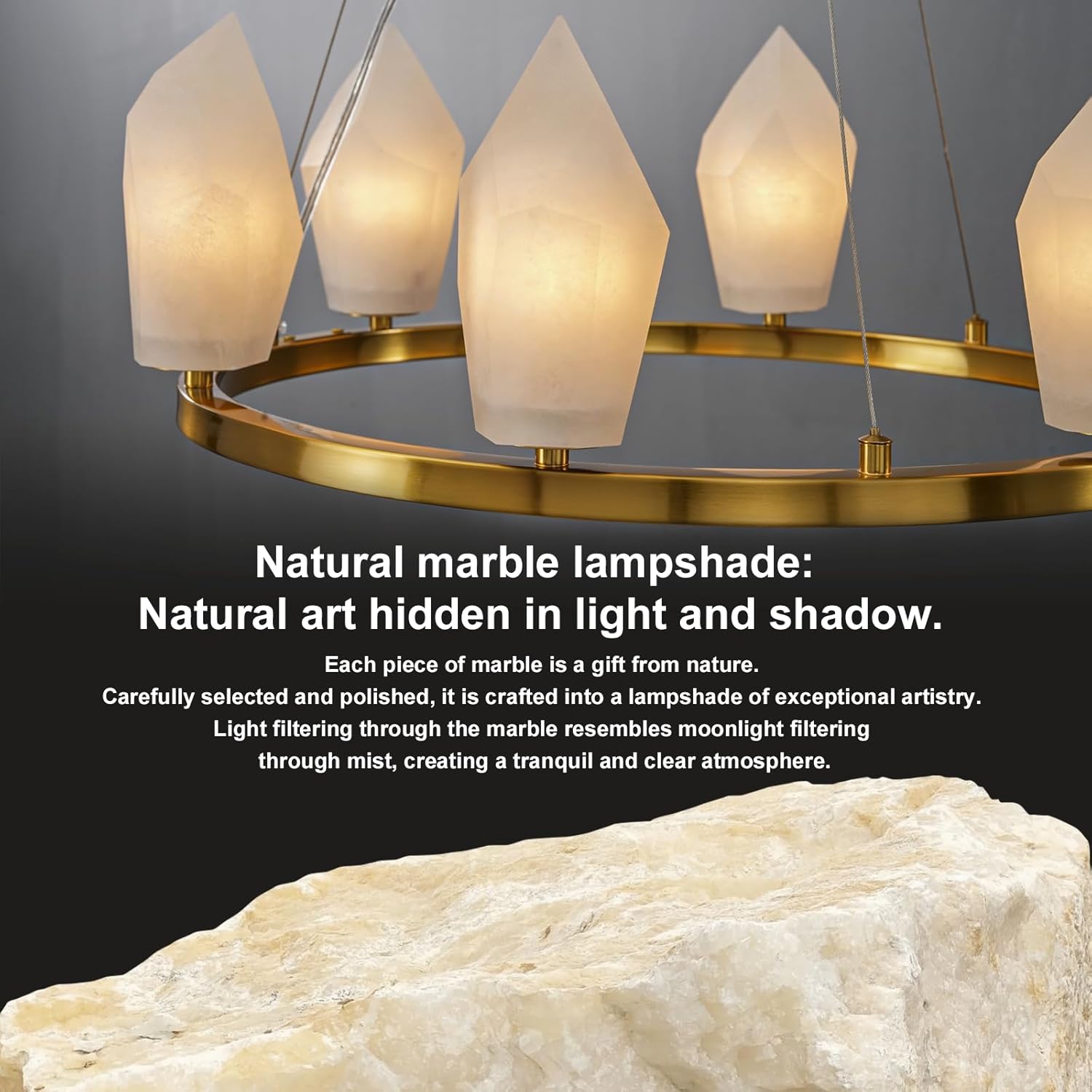 Alabaster 23" 6 - Light Modern Gold Chandelier with Adjustable Height - Camilalamps - CA-B0FPM4L65N