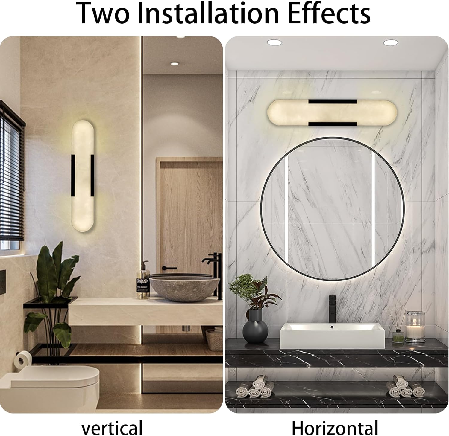 Elegant Black Alabaster Marble Wall Sconce Set of 2 - Camilalamps - CA-B0D83CDMCY