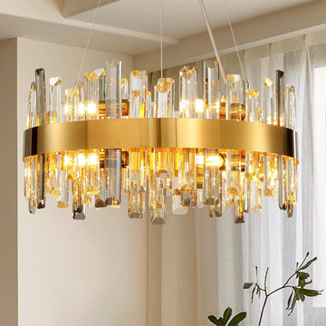 Luxury Gold 12 - Light Round K9 Crystal Chandelier for Living Spaces - Camilalamps - CA-B0CDKCCJ8P
