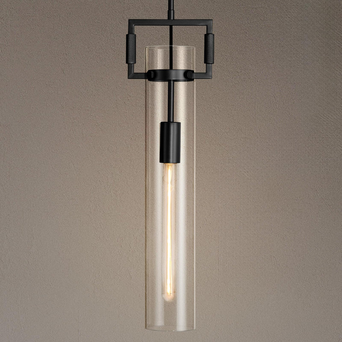 21.6" Large Black Farmhouse Pendant Light - Modern Glass & Brass Kitchen Island Light for Dining Table, Bathroom, Bedroom