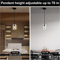 Black Crystal Modern Pendant Light with Adjustable 78‑Inch Height - Camilalamps - CA-B0FDPHPR9G