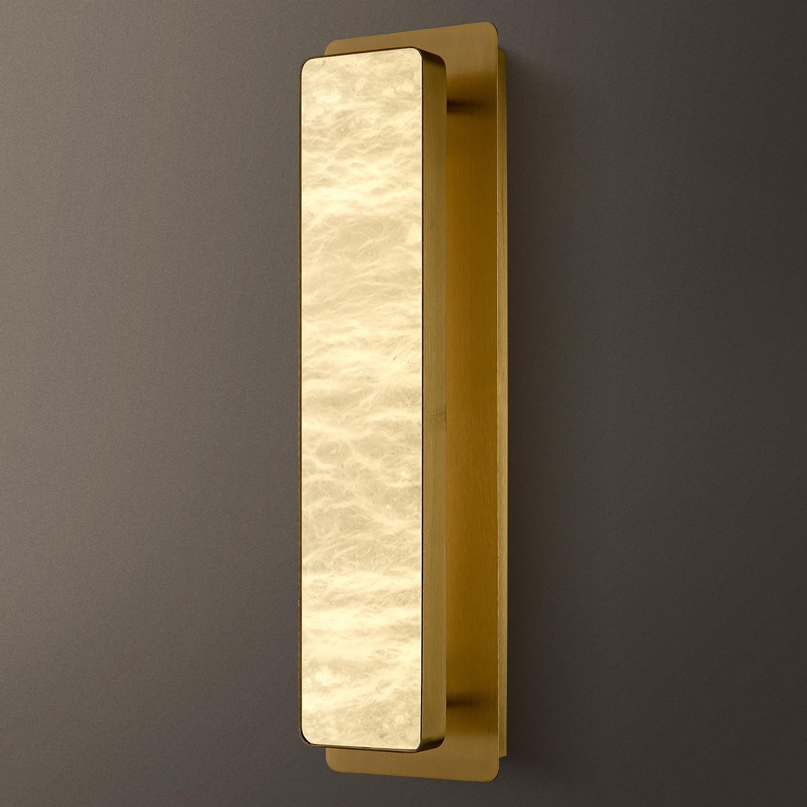 Natural Alabaster Wall Sconces, 36" Large Bronze Wall Sconce, Modern Gold LED Sconce, Cylinder Spanish Marble Sconces Perfect for Living Room, Bedroom, Hallway, Stairs
