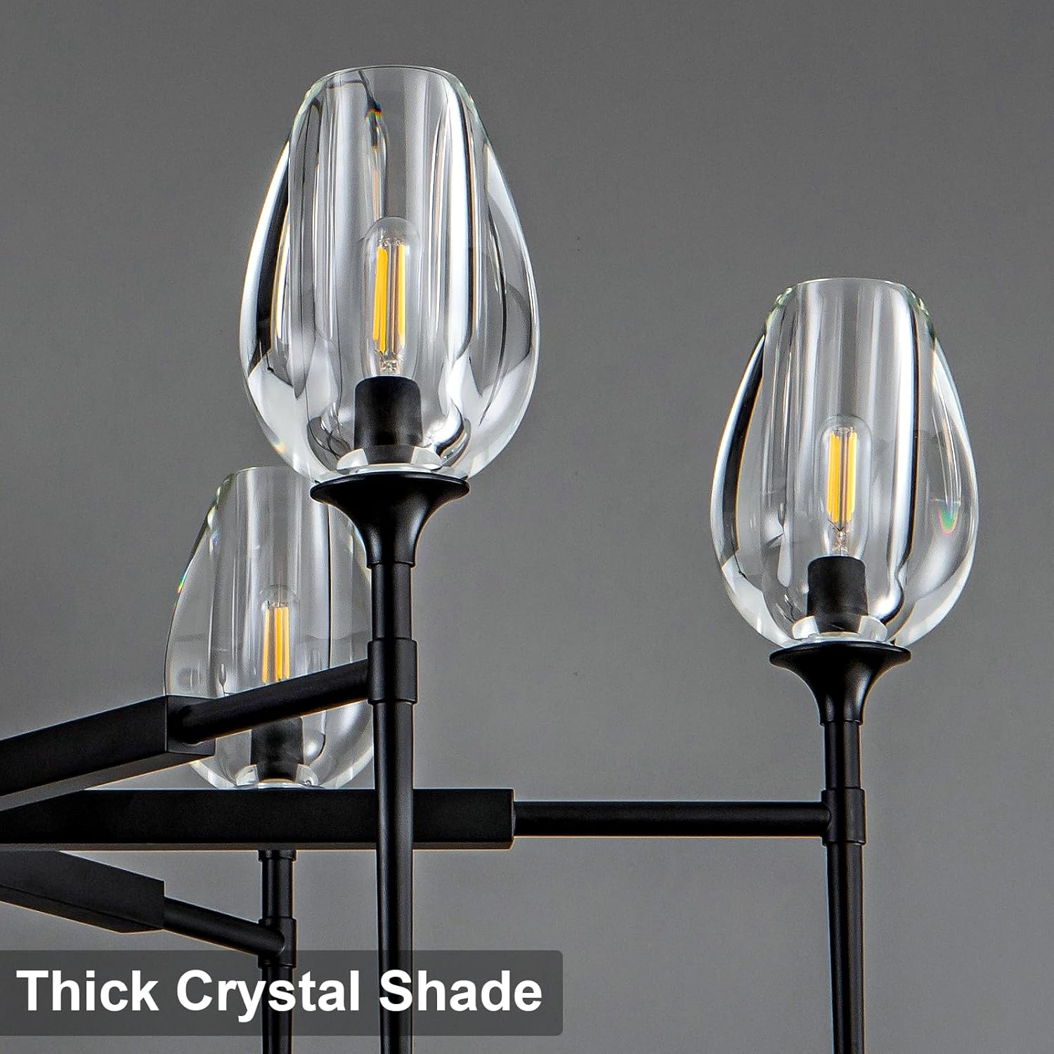 Modern Black Crystal Chandelier 6 Lights 42in Round K9 Tulip Pendant - Camilalamps - CA-B0DD44R37T