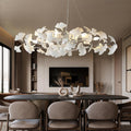 Silver Ceramic Ginkgo Leaf Branch Chandelier – 47.2