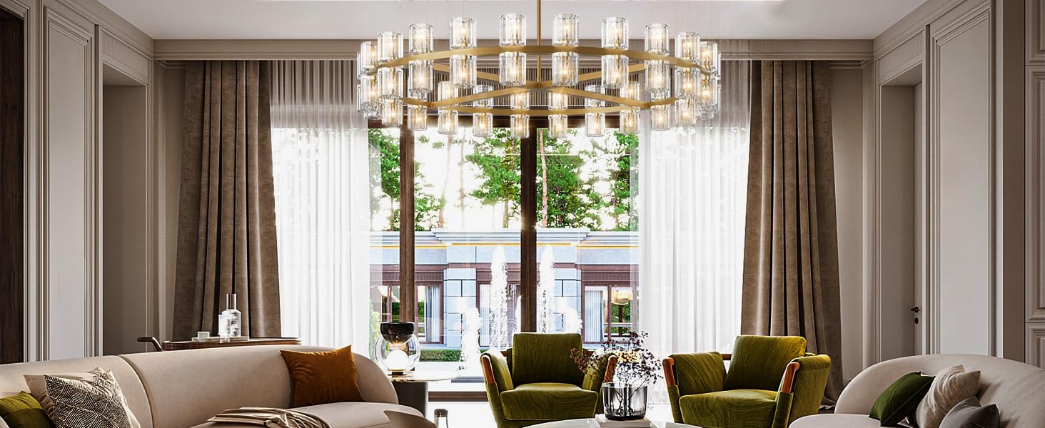 48 Inch Black Wagon Wheel Chandelier with Crystal Shade, 48 Lights, Modern Farmhouse Style, Ideal for Dining Room, Kitchen, Entryways - Camilalamps - B0DPJY8R54