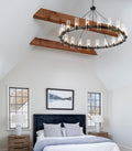 60 Inch Gold Chandelier, Wagon Wheel Chandelier with Glass Shade, 20 - Lights Large Round Modern Farmhouse High Ceiling Pendant Lighting Fixture for Dining Room, Living Room, Kitchen, Foyer - Camilalamps - B0CNRHR35D