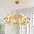 Luxurious 16 - Light Brass Gold Crystal Chandelier – Modern Round 2‑Tier Design - Camilalamps - CA-B0CT8PPWB7