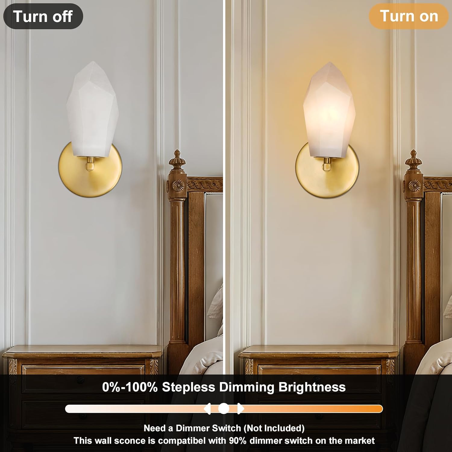 Gold Alabaster Marble Wall Sconce for Modern Living Spaces - Camilalamps - CA-B0FJRFBNMC