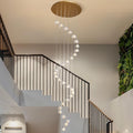 30 - Light Gold Crystal Staircase Chandelier with Adjustable Bubble Shades - Camilalamps - CA-B0FMNYC1ZL