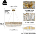 Elegant 31‑Inch Gold Crystal Chandelier with 12 Adjustable Lights - Camilalamps - CA-B0FH6F6CSY