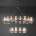 60 Inch Gold Chandelier, Wagon Wheel Chandelier with Glass Shade, 20 - Lights Large Round Modern Farmhouse High Ceiling Pendant Lighting Fixture for Dining Room, Living Room, Kitchen, Foyer - Camilalamps - B0DNQLSNVD