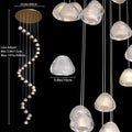 30 - Light Gold Crystal Staircase Chandelier with Adjustable Bubble Shades - Camilalamps - CA-B0FMNYC1ZL