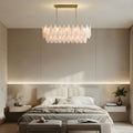 Luxury Modern Alabaster Brass Rectangle Chandelier with Adjustable Height - Camilalamps - CA-B0FHQDKLKH