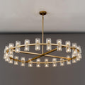 48 Inch Black Wagon Wheel Chandelier with Crystal Shade, 48 Lights, Modern Farmhouse Style, Ideal for Dining Room, Kitchen, Entryways - Camilalamps - B0DQ3P3R4H