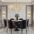 48 Inch Black Wagon Wheel Chandelier with Crystal Shade, 48 Lights, Modern Farmhouse Style, Ideal for Dining Room, Kitchen, Entryways - Camilalamps - B0DPJY8R54