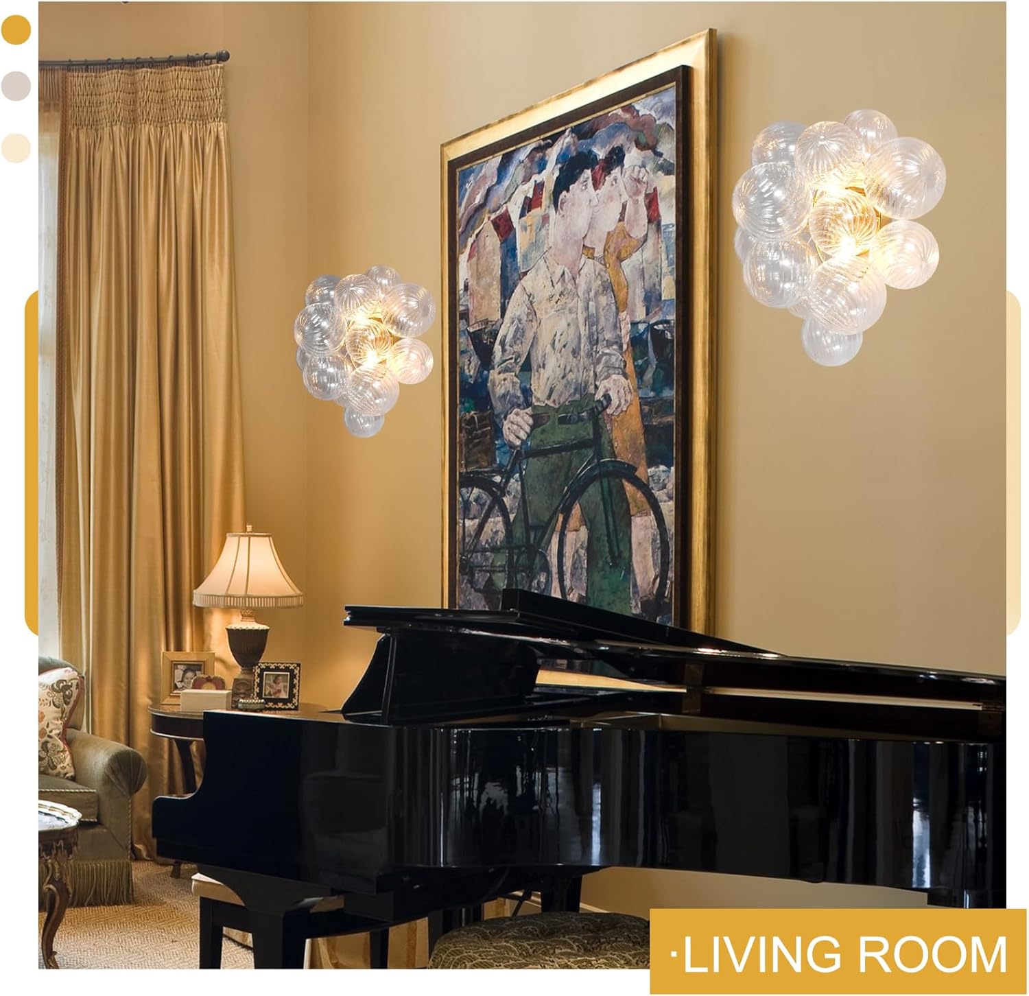 Gold Bubble Wall Sconce 16.9 Inch Modern Glass Light - Camilalamps - CA-B0FRMDDR9X