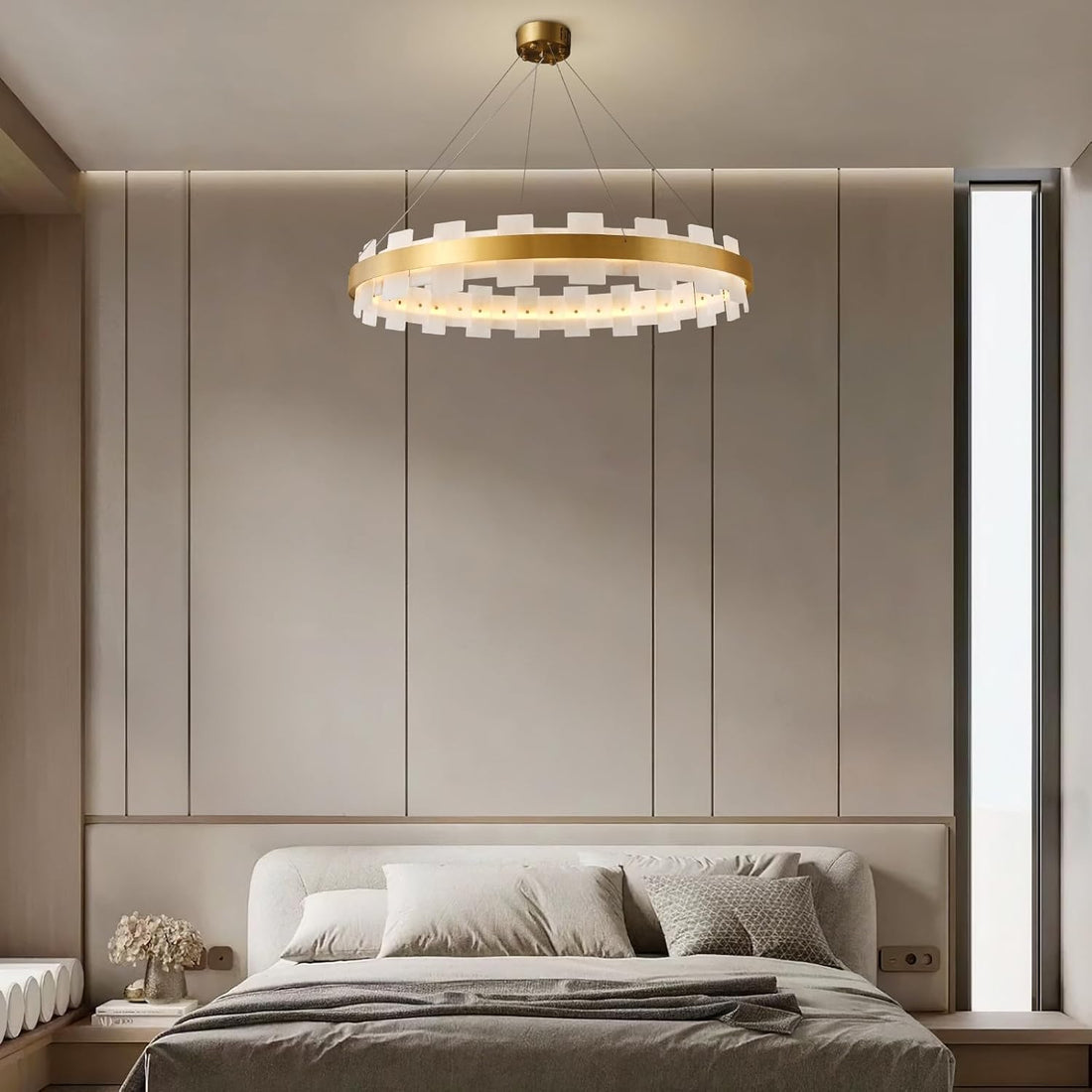 Elegant Spanish Alabaster Round Chandelier 31.5" Diameter with Adjustable Height - Camilalamps - CA-B0FNQYZ6WZ