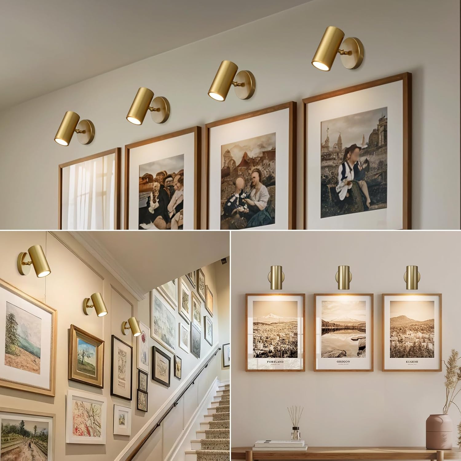 Gold Brass Picture Light Sconce with Adjustable LED, Wall Mount - Camilalamps - CA-B0F9SJ81FQ