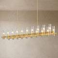 60 Inch Gold Chandelier, Wagon Wheel Chandelier with Glass Shade, 20 - Lights Large Round Modern Farmhouse High Ceiling Pendant Lighting Fixture for Dining Room, Living Room, Kitchen, Foyer - Camilalamps - B0DDBS8RZN