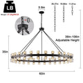 48 Inch Black Wagon Wheel Chandelier with Crystal Shade, 48 Lights, Modern Farmhouse Style, Ideal for Dining Room, Kitchen, Entryways - Camilalamps - B0DPJY8R54