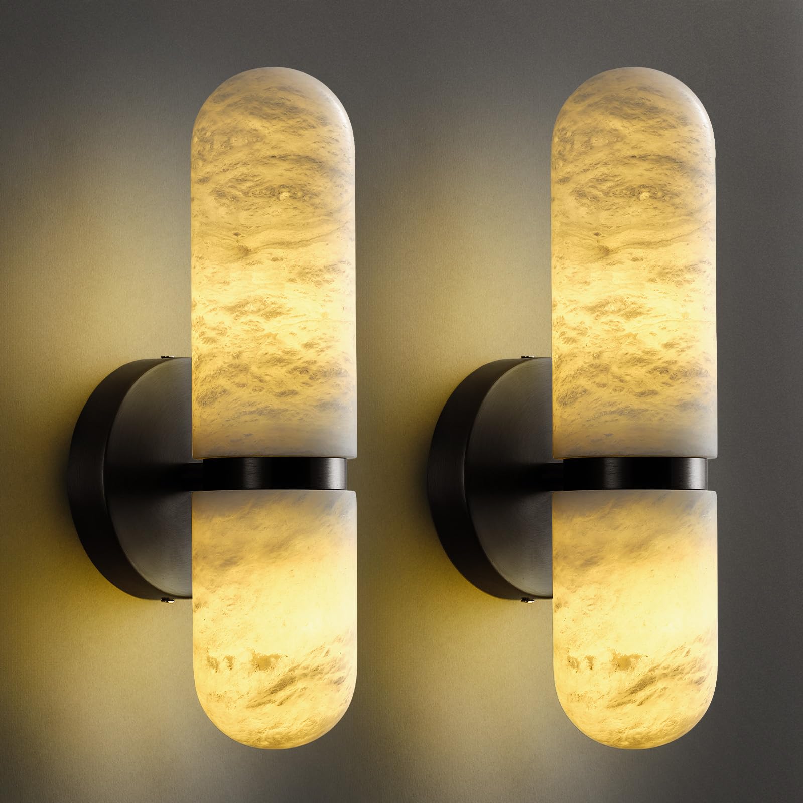 Black Alabaster Chandelier,14-Lights Staircase Chandelier for Entryway, Modern Marble Hanging Light Fixture, Hight Ceiling, Foyer, Living Room, Staircase, Entry