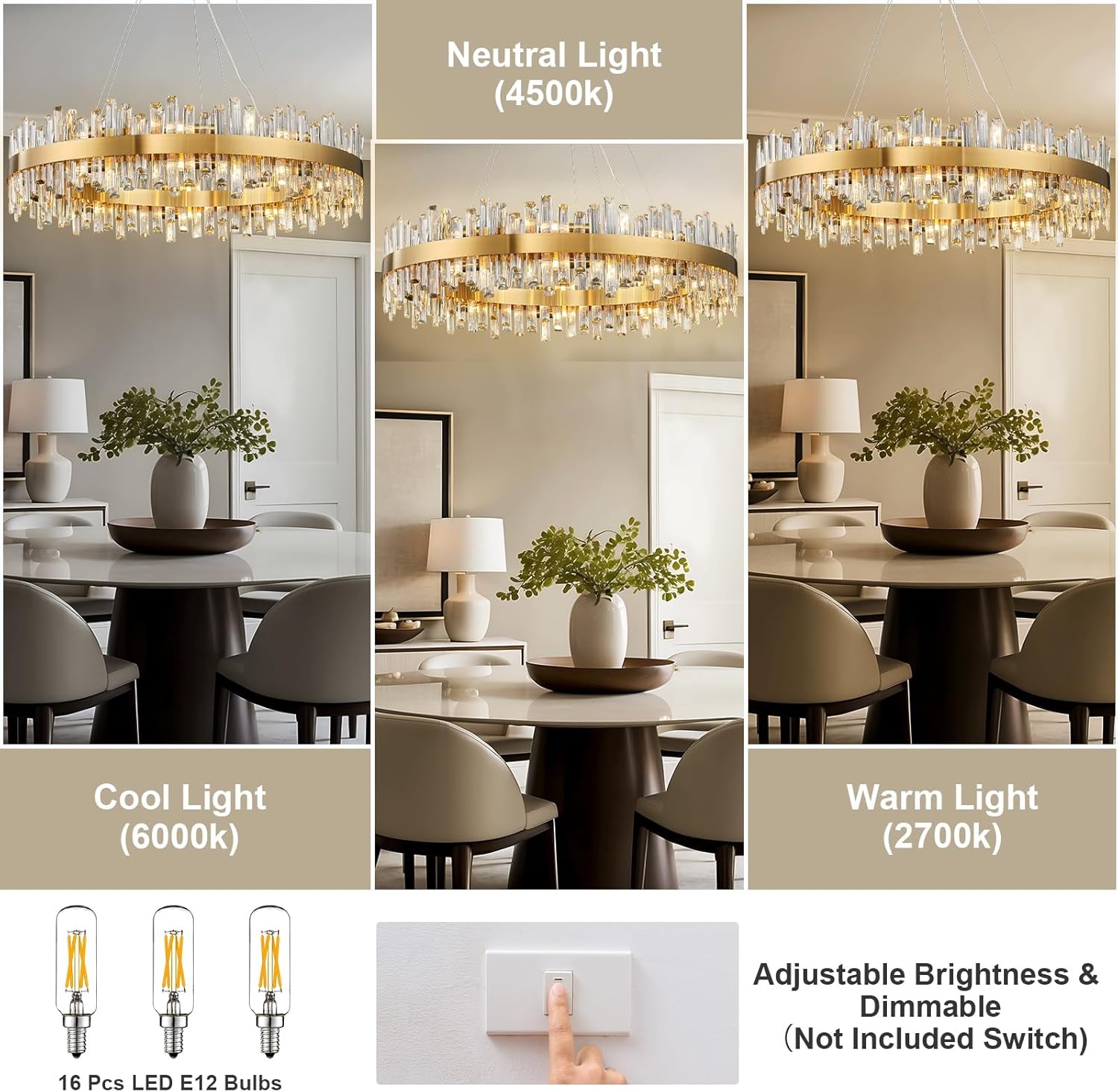Modern Gold 2 - Tier Crystal Chandelier with 20 E12 Bulbs - Camilalamps - CA-B0CT8M6Y38
