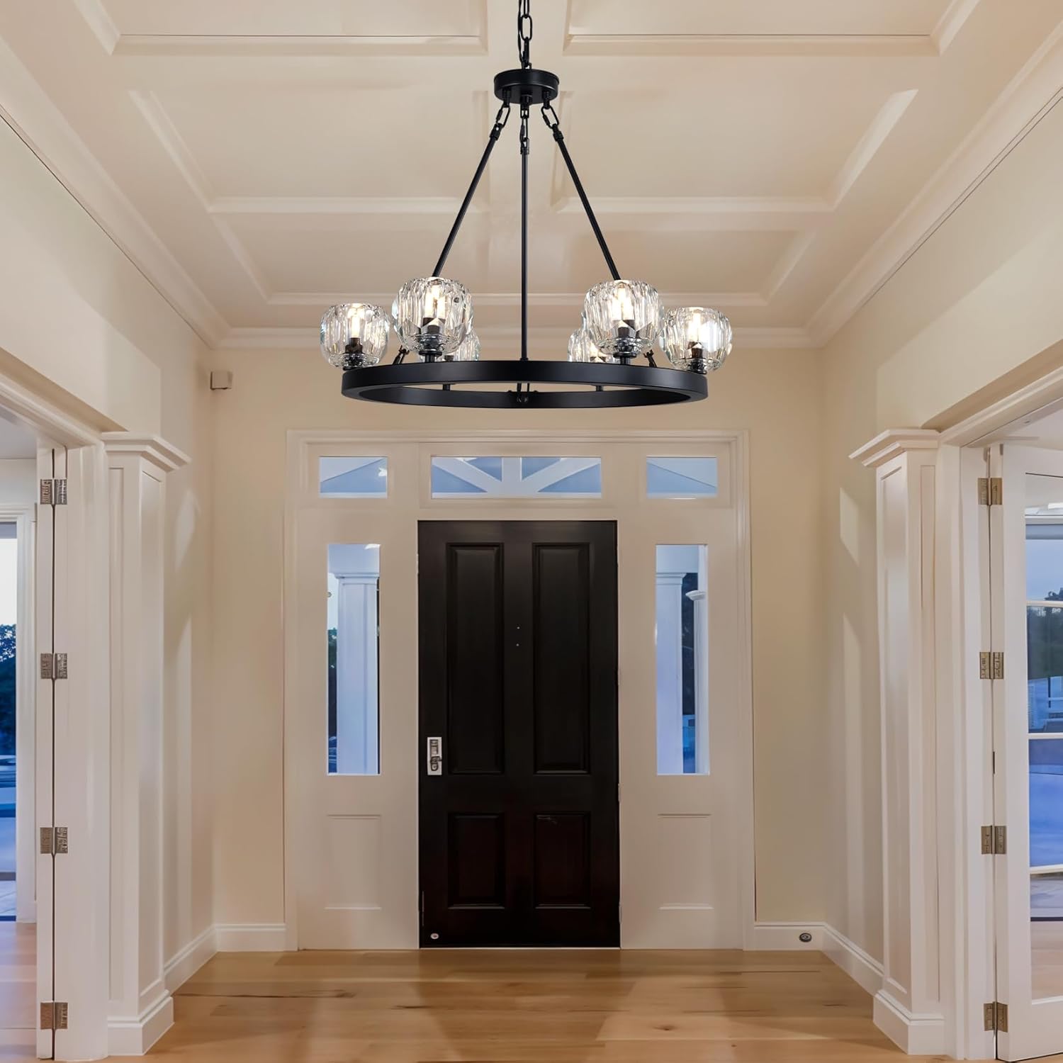 Black Wagon Wheel Crystal Chandelier 23 - Inch 6 - Light Farmhouse - Camilalamps - CA-B0F9KBWFBV