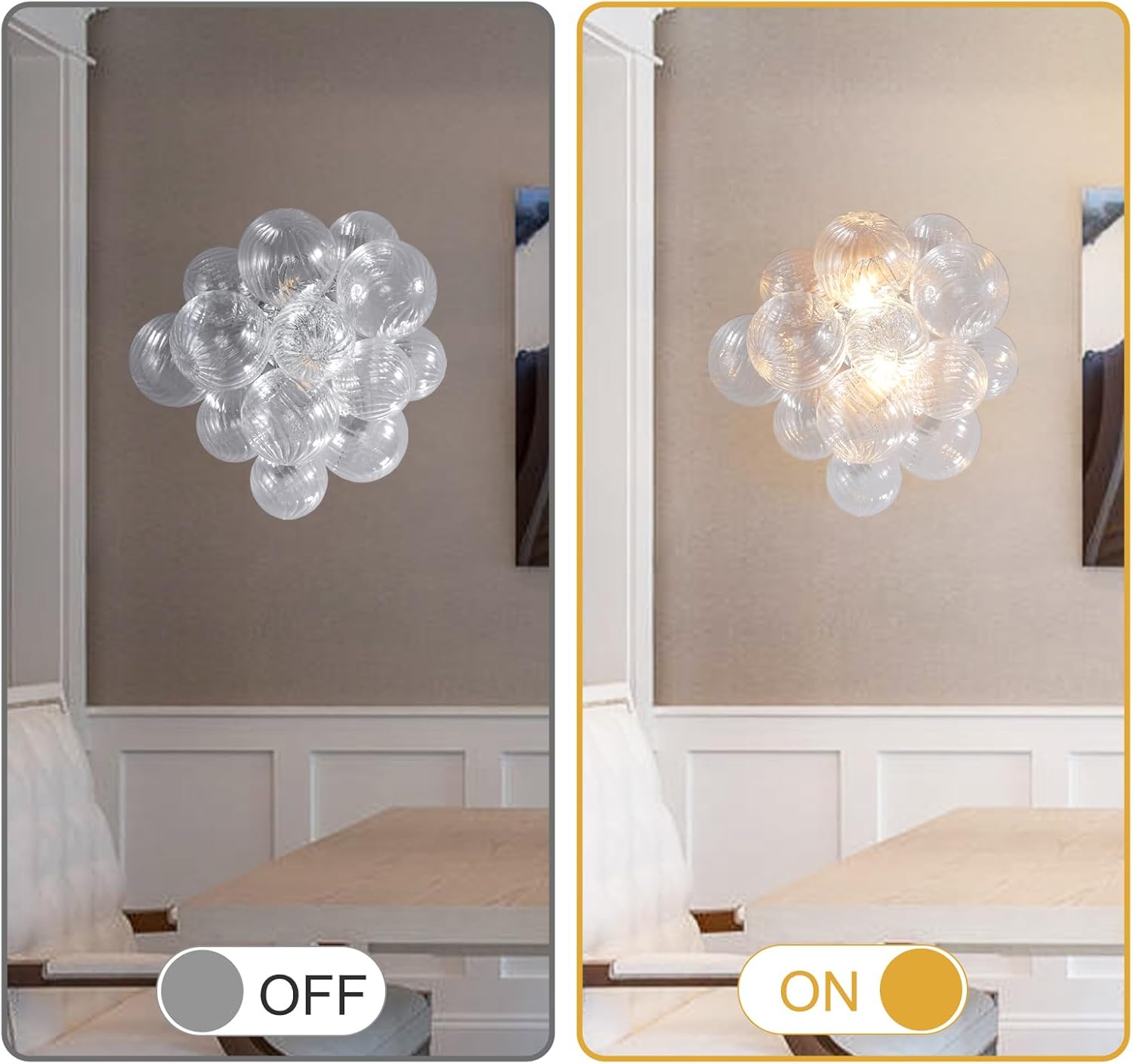 Silver 16.9" Swirl Glass Wall Sconce with E12 LED Bulbs - Camilalamps - CA-B0FRMXVBZ1