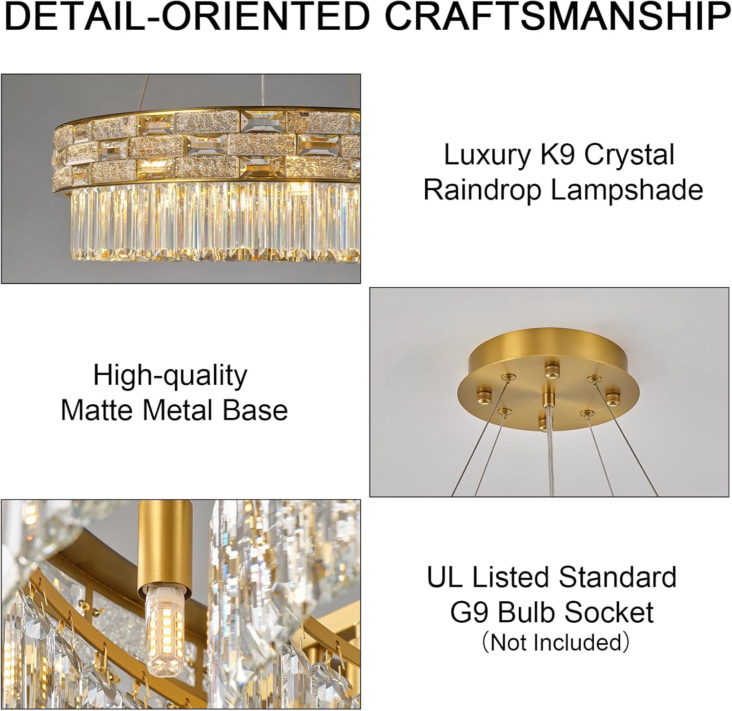23" Gold Crystal 8 - Light Round Chandelier for Elegant Interiors - Camilalamps - CA-B0FH6GG2V1