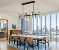 Modern Black 8 - Light 52in Rectangle Crystal Pendant Chandelier for Dining - Camilalamps - CA-B0DD45QJZT