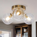 Bubble Ball Swirled Glass Chandelier 3 - Light Semi Flush Mount Ceiling Mid Century Light Fixture - Camilalamps - CA-B0FFMPX62H