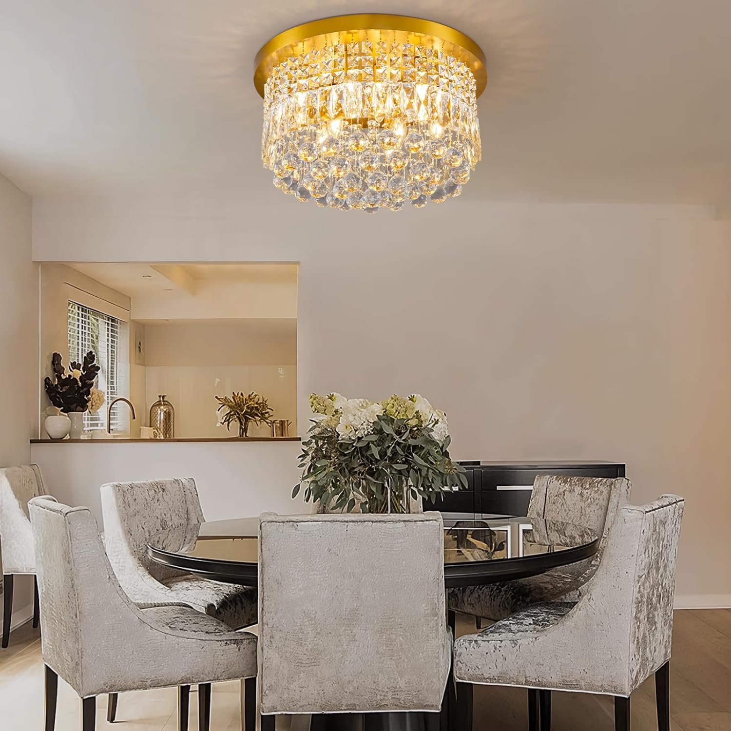 9 Light Modern Crystal Raindrop Chandelier Lighting Flush Mount - Camilalamps - CA-B0FQ4X9ZGR