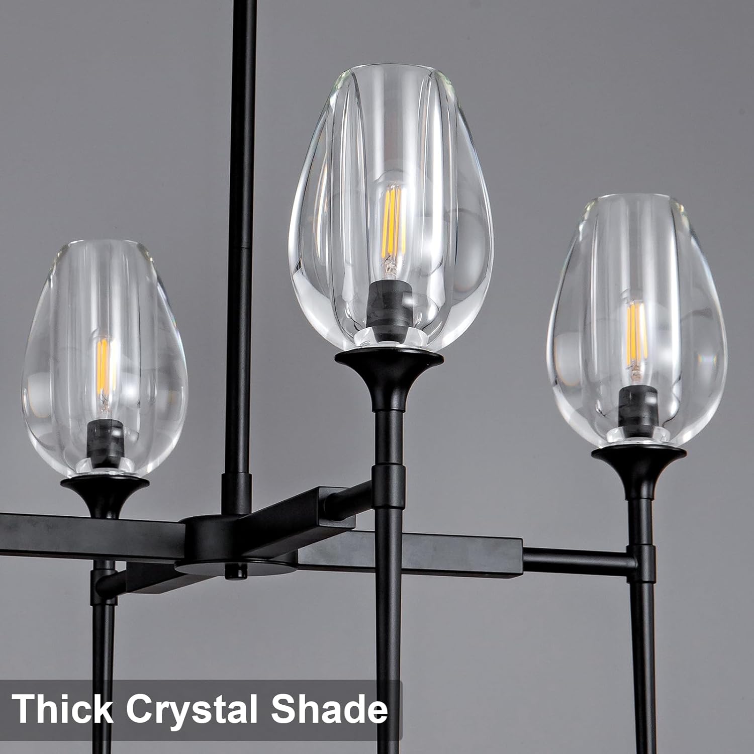 Crystal Black Adjustable 28" Tulip Pendant Chandelier with 4 Lights - Camilalamps - CA-B0DFPYKG3X