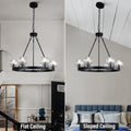 Black Wagon Wheel Crystal Chandelier 23 - Inch 6 - Light Farmhouse - Camilalamps - CA-B0F9KBWFBV